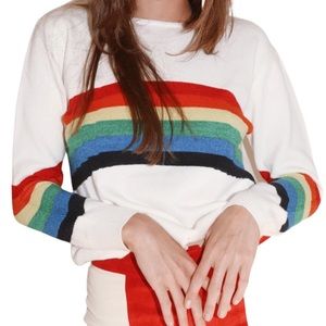 NWT EARTHBOUND crew neck rainbow sweater L